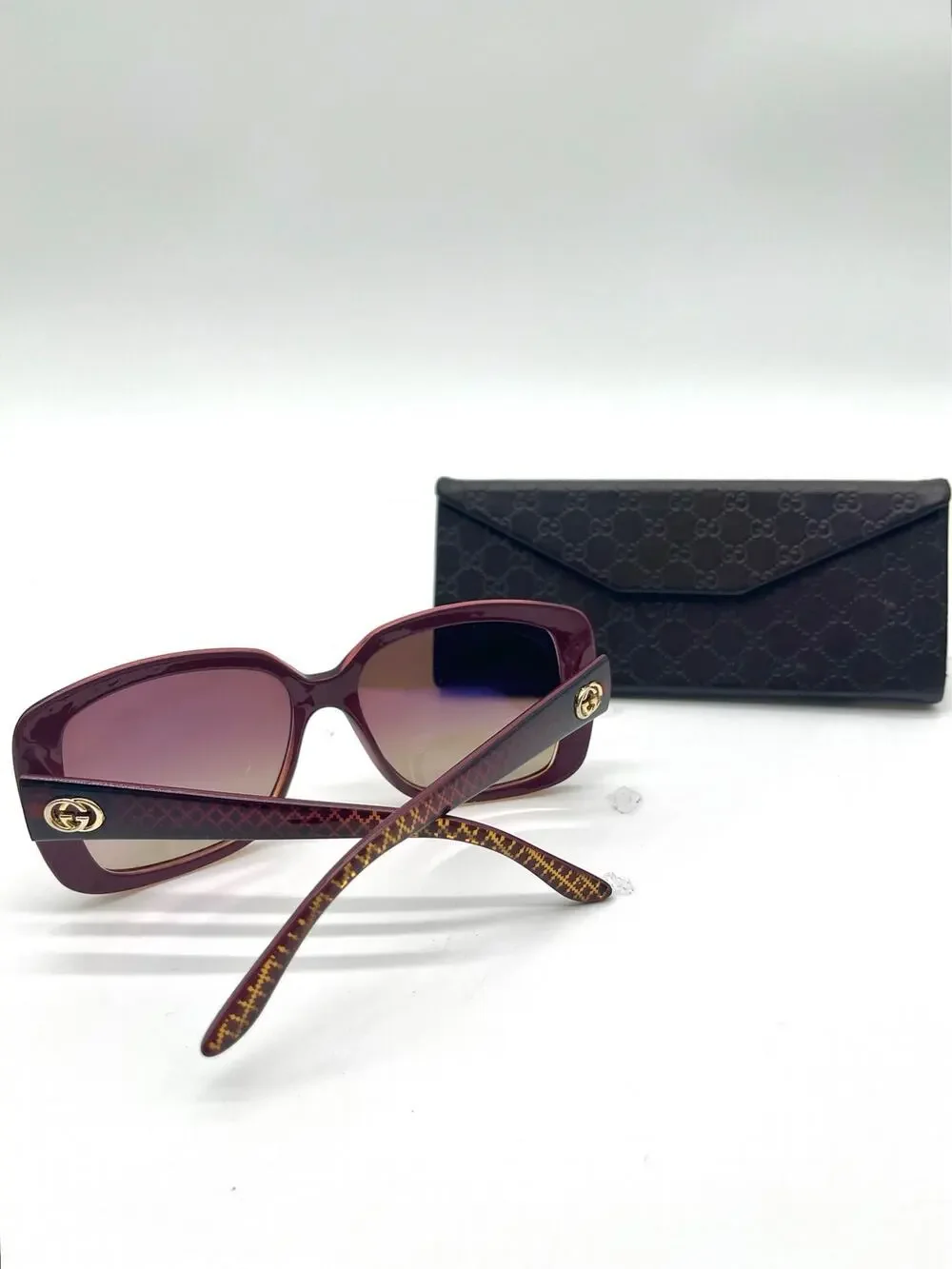 GUCCI Vintage Sunglasses, Case Included, Transparent Illusion Diamond Print